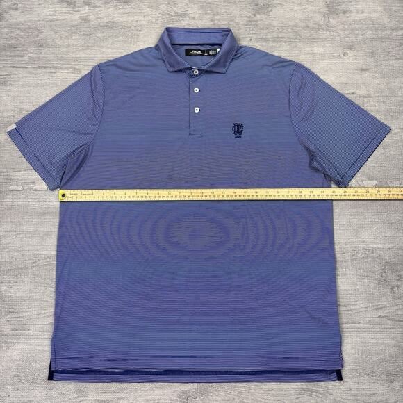 RLX Ralph Lauren Polo Shirt Men’s Size XL Blue Striped Dallas Country Club Golf - Picture 4 of 10